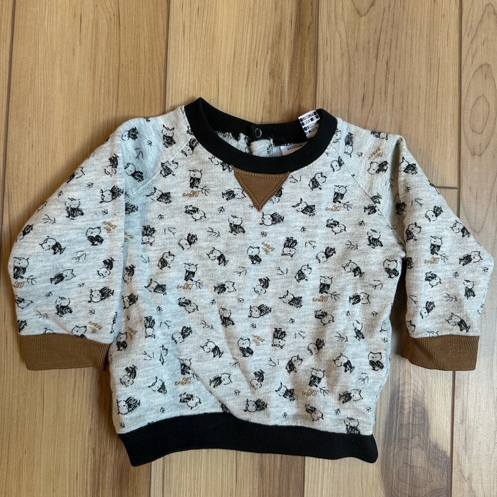 Petit Bateau Baby Boy Owl Print Sweat Shirt in 3 mos / 60 cm